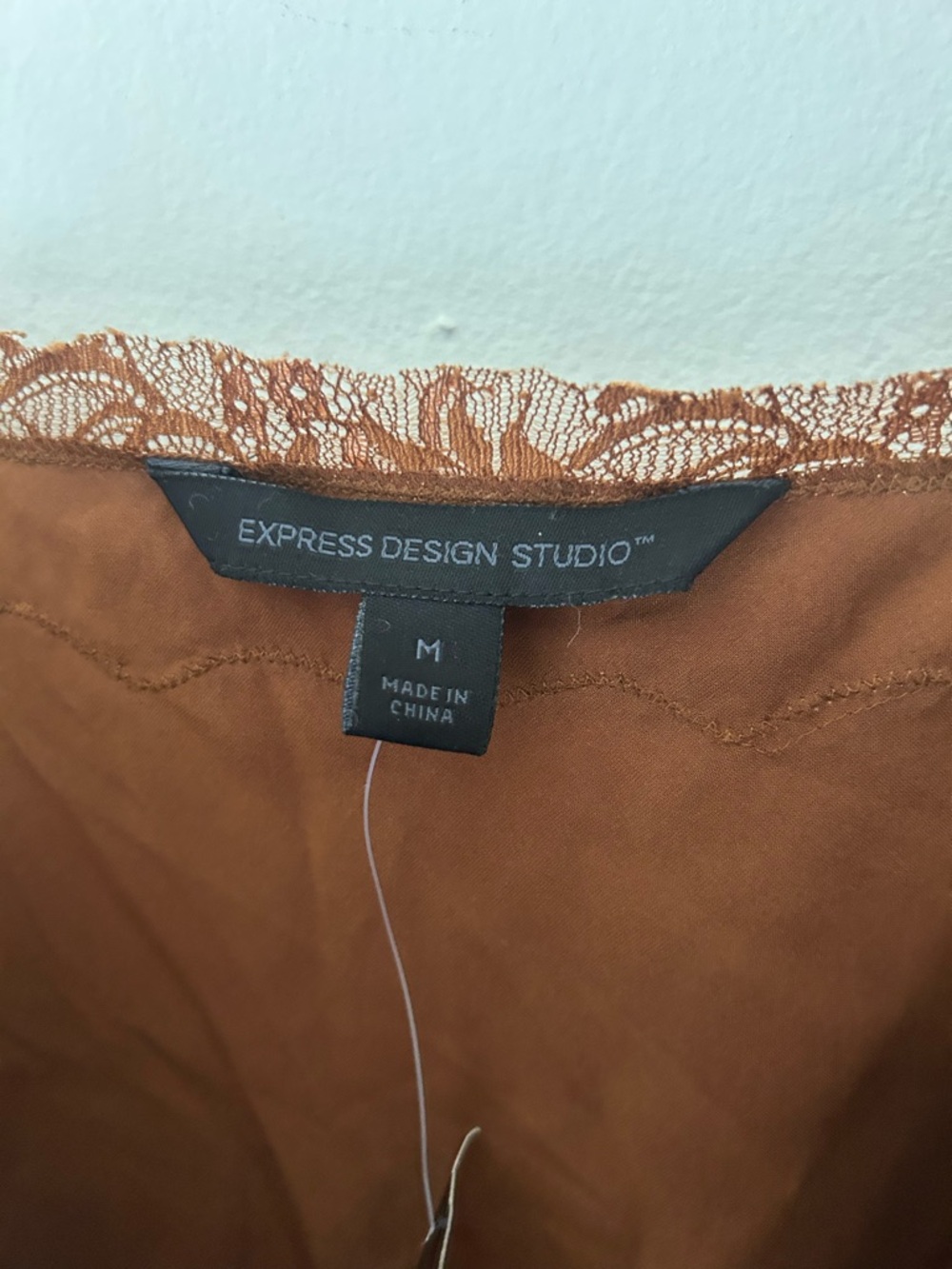 Express Bronze Brown Silk with Lace Trim Camisole - Picture 3 of 8